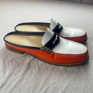 Bass Weejuns Wynn Mules Loafers Shoes Orange Blue White Multi-Colored Preppy 11